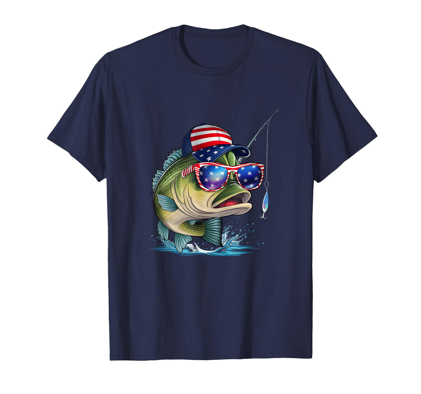 Funny Fishing And Fisherman American Flag Patriotic Vintage T-Shirt