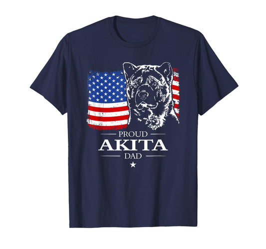 Funny Proud Akita Dad American Flag patriotic dog gift T-Shirt