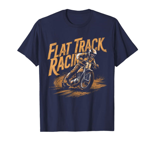 Flat Track Motorcycle Racing American Flag Speedway Dirt T-Shirt