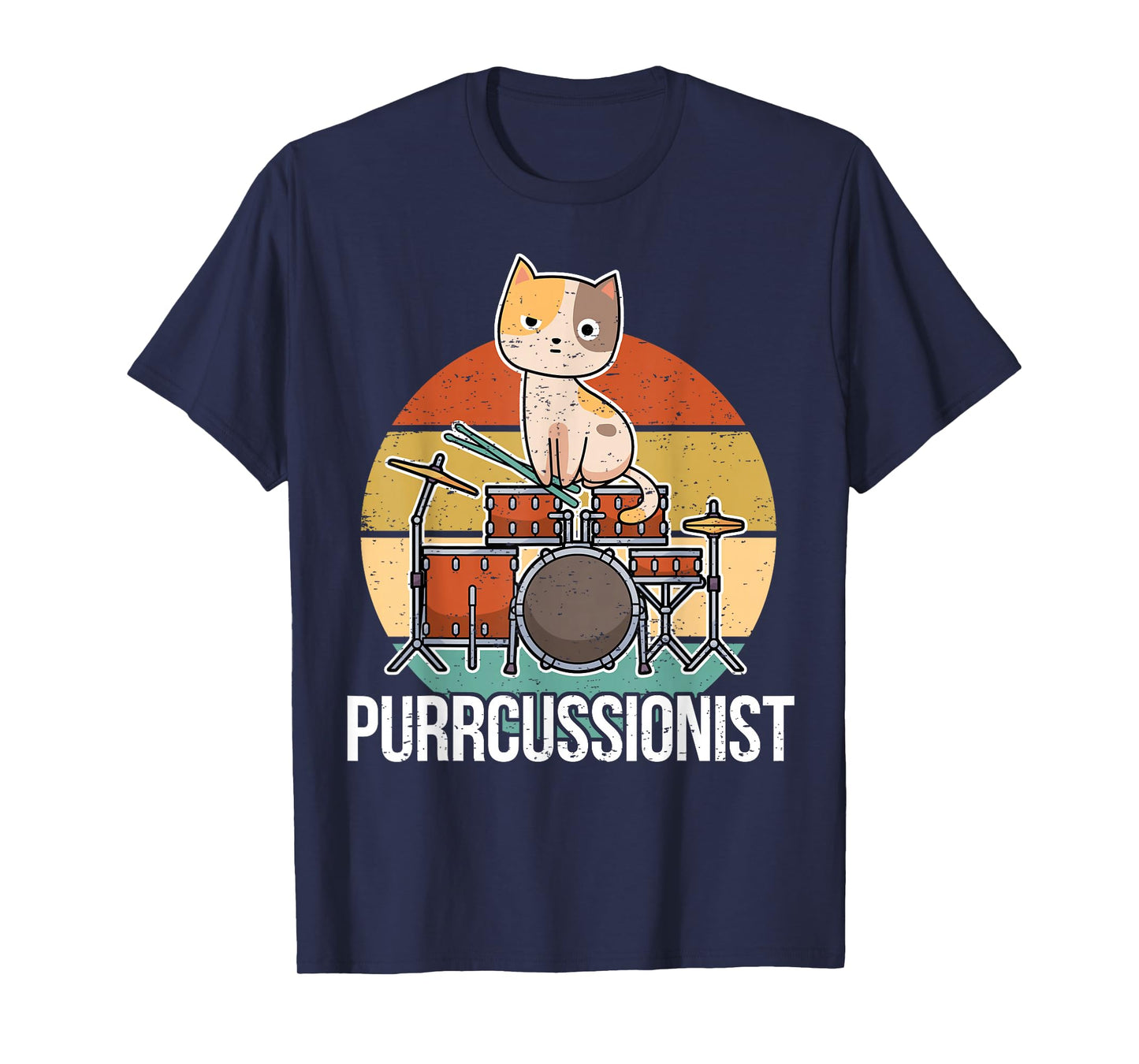 Funny Percussion Drummer Drumming Drums Saying I Kitten Cat T-Shirt