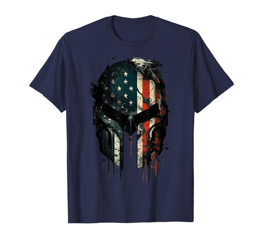 American Spartan Reaper Themed USA Flag National Pride Women Men T-Shirt