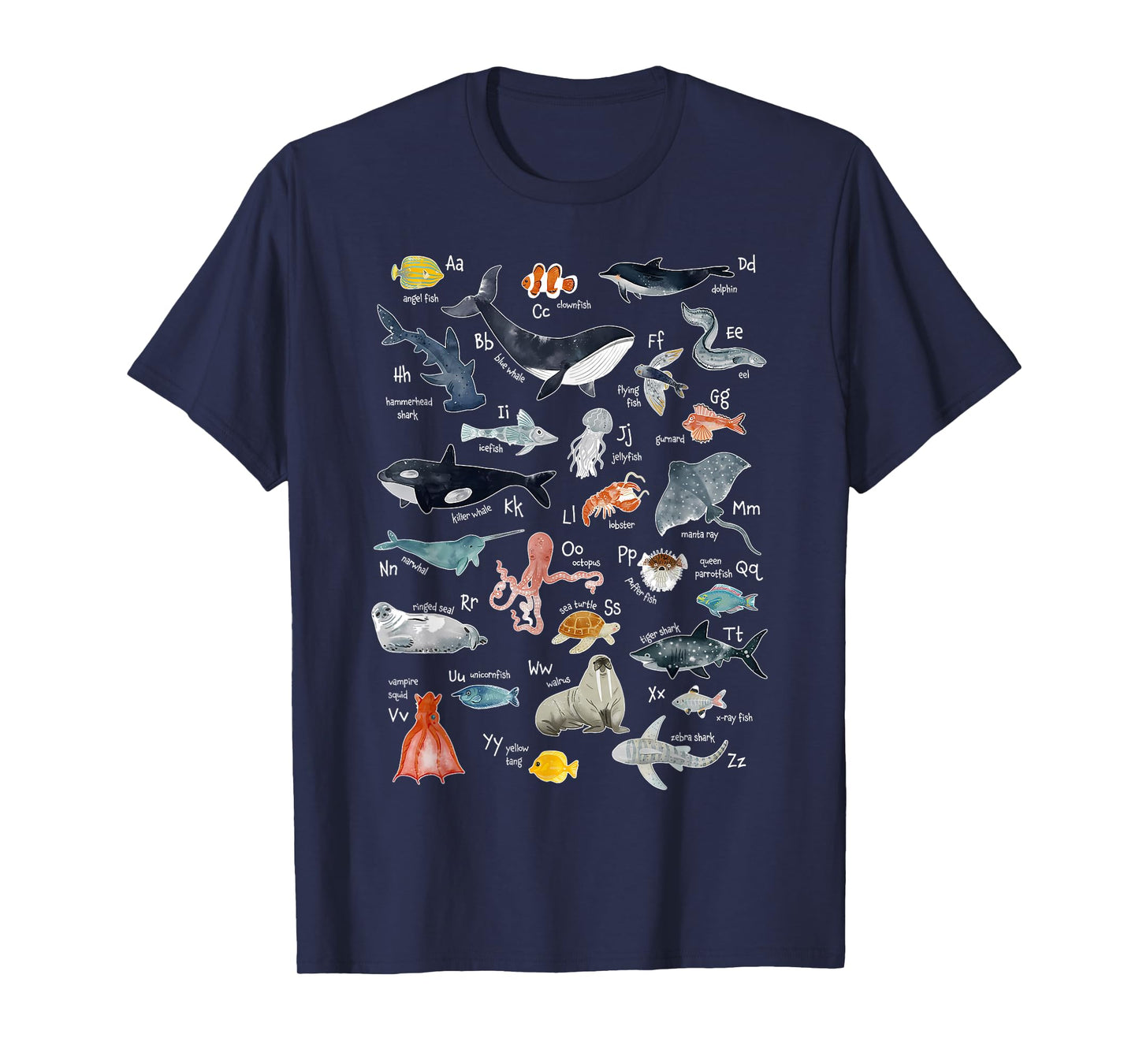 Sea Animals Alphabet Ocean Life Exploration Sea Creatures T-Shirt