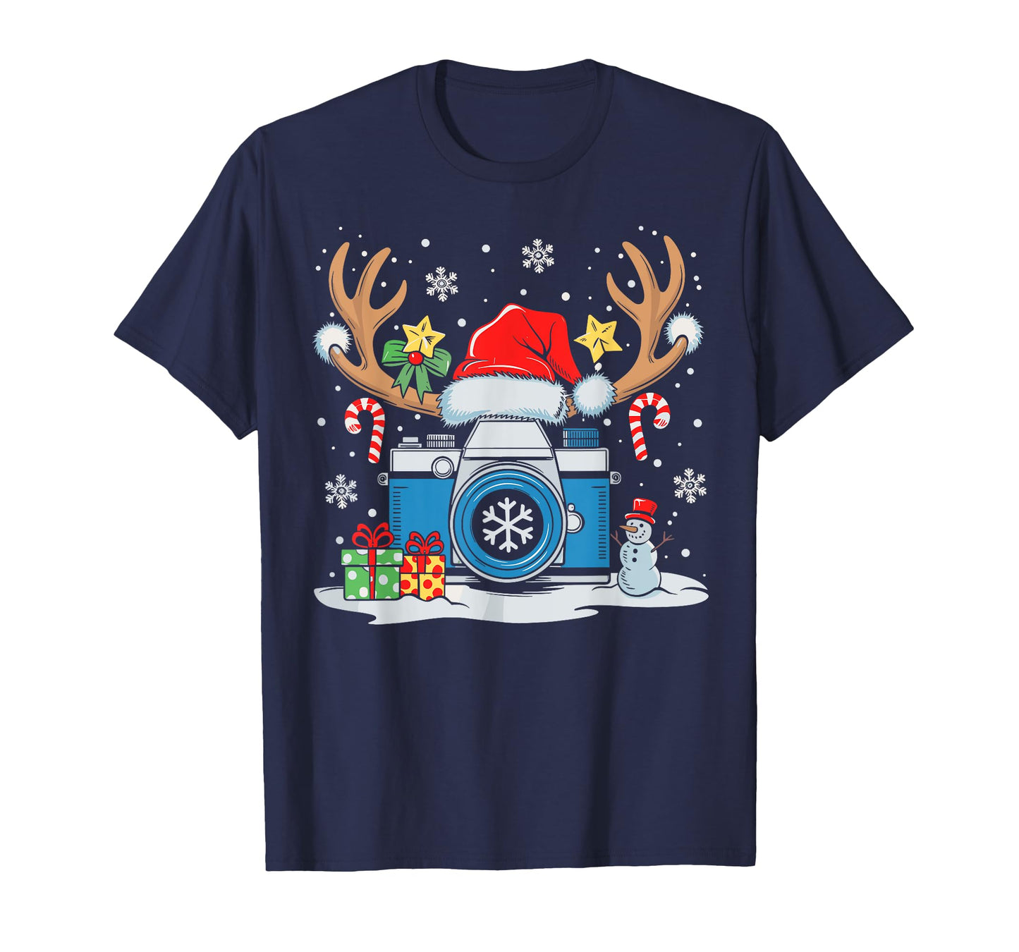 Xmas Photography Santa Hat Reindeer Photographer Christmas T-Shirt