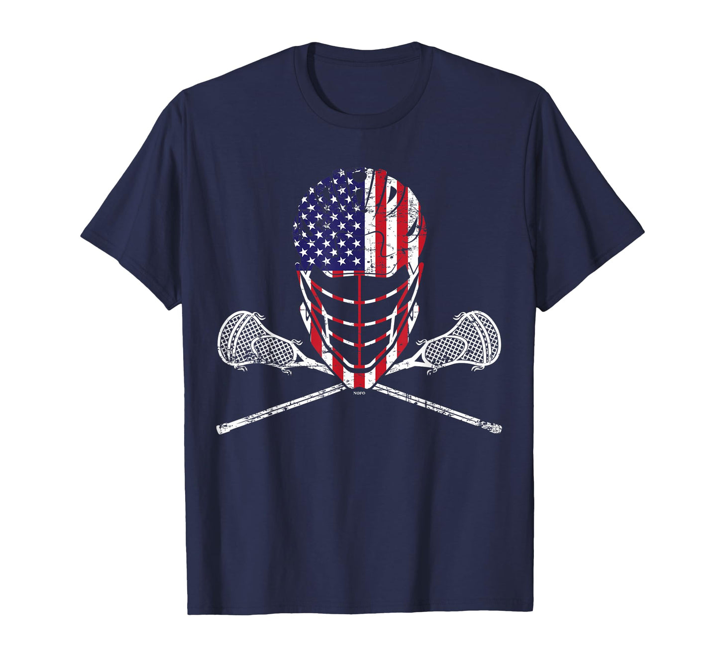 Lacrosse Helmet and Sticks, American Flag Lax Helmet T-Shirt T-Shirt