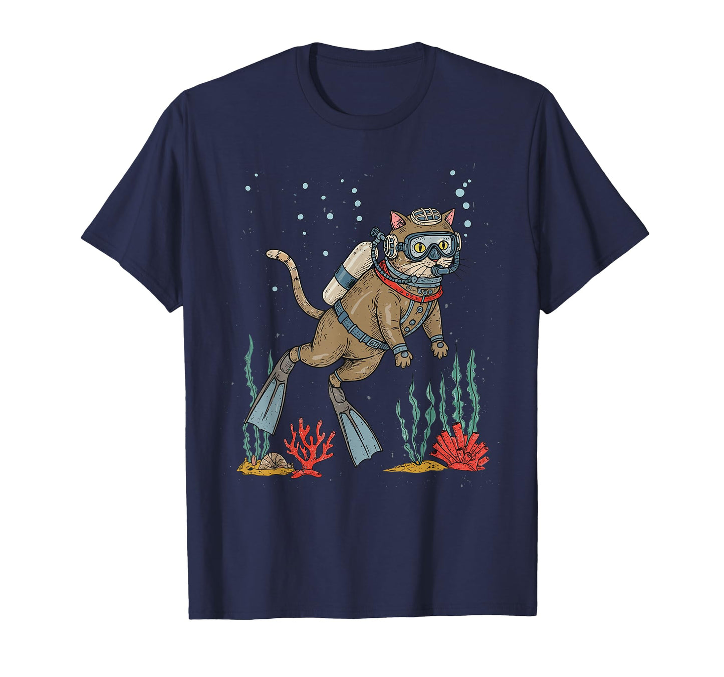 Scuba Diver Cat Vintage Retro T-Shirt
