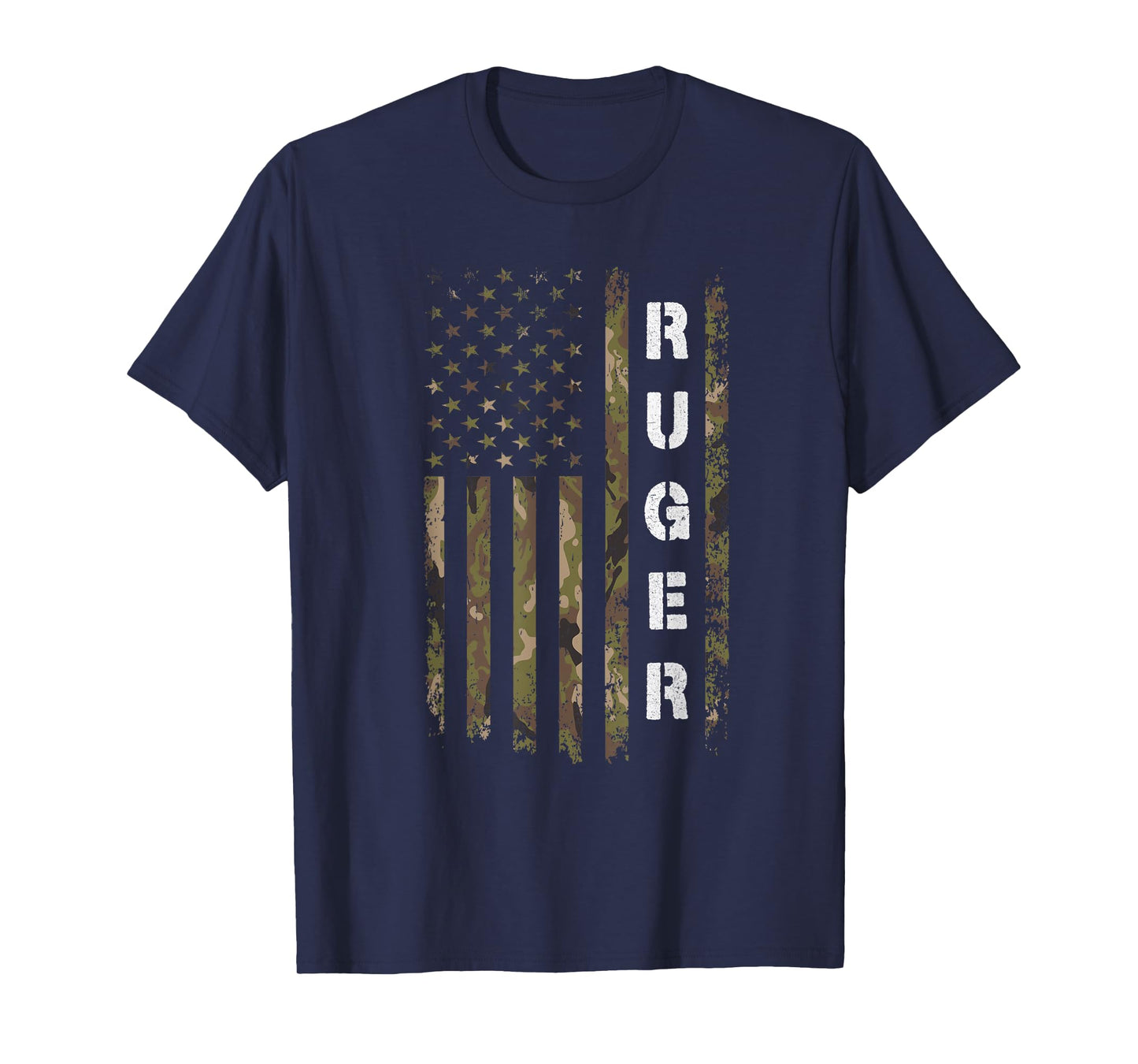 Retro Ruger Vintage Camouflage American Flag Matching Name T-Shirt