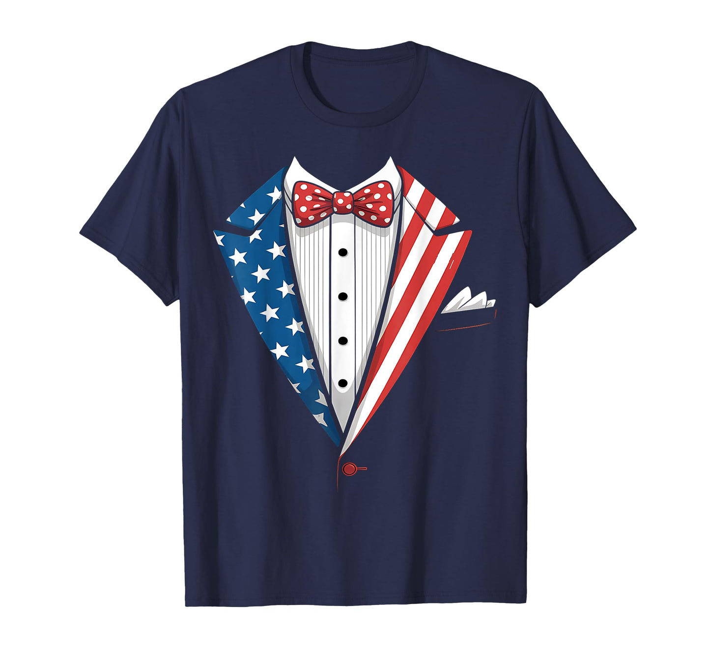 Funny 4th Of July Independence Day American Flag Tuxedo T-Shirt