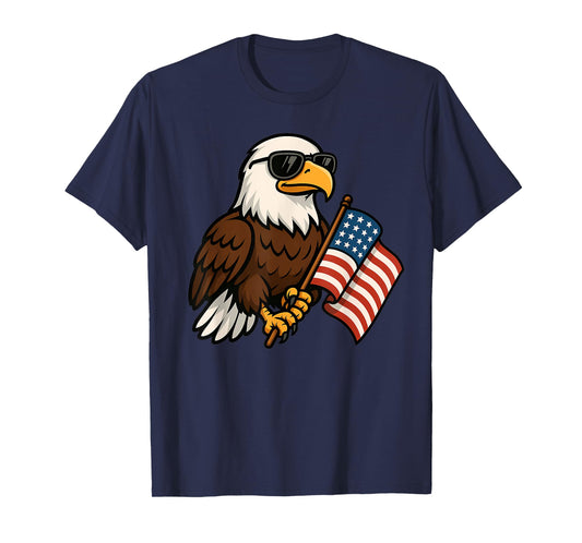 Bald Eagle with Flag Patriotic 4th of July 1776 T-Shirt