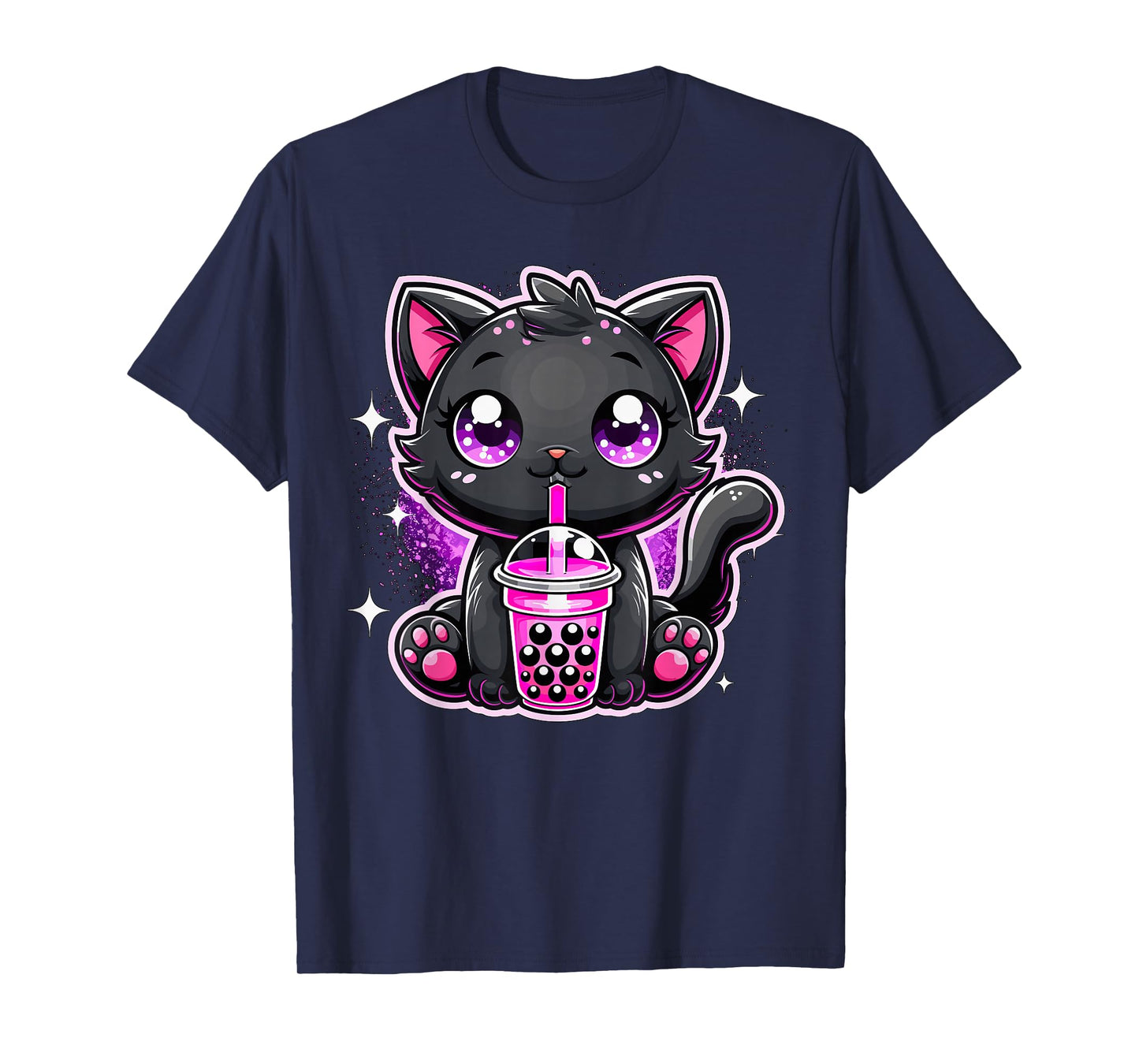 Black Cat Bubble Tea Boba Tea T-Shirt