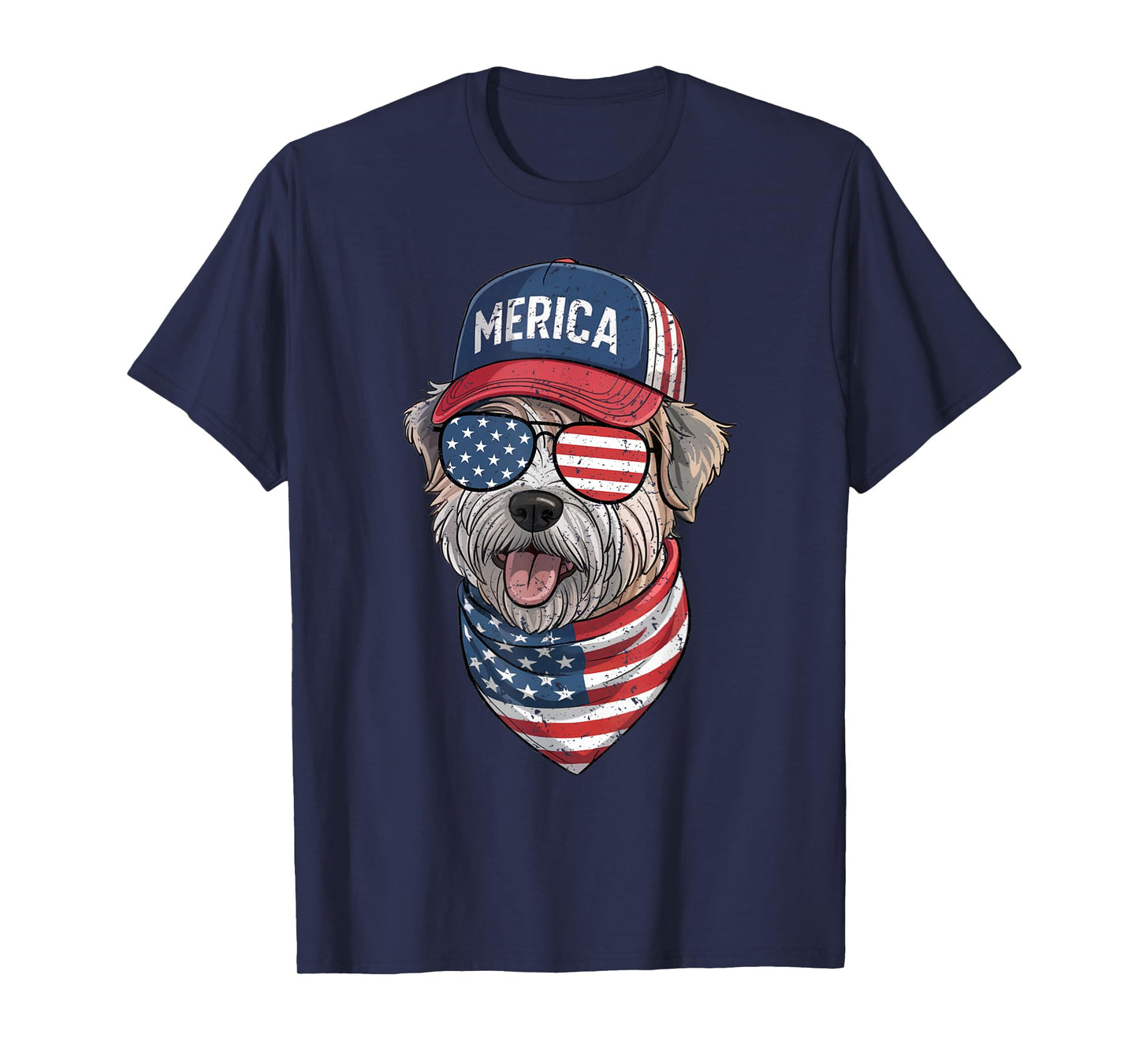 Wheaten Terrier 4th of July US American Flag Dog Patriotic Men Women Kids T-Shirt