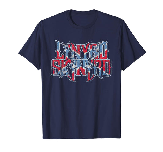 Lynyrd Skynyrd Vintage Logo Rock Biker US Flag Southern T-Shirt