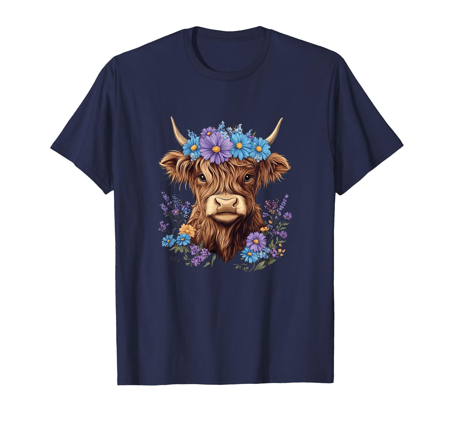 Cow Scottish Highland Cow Western Flower Farm Farmer Women T-Shirt
