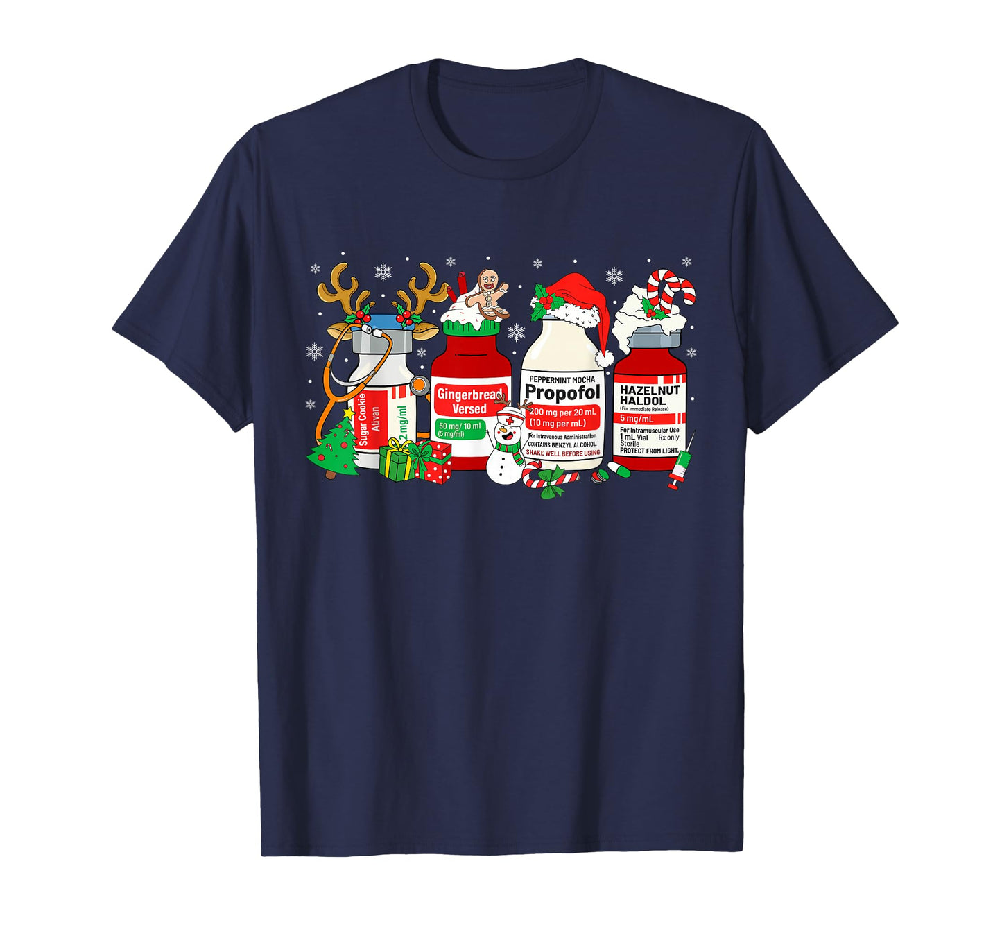 Christmas Nurse Peppermint Mocha Propofol ER ED ICU RN Nurse T-Shirt