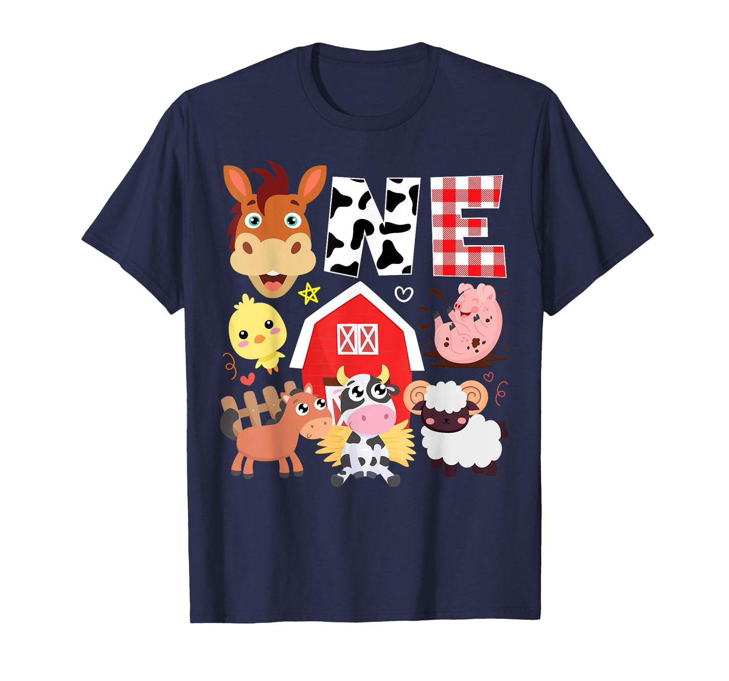 1st Birthday One Year Old Farm Theme Animals Birthday Party T-Shirt
