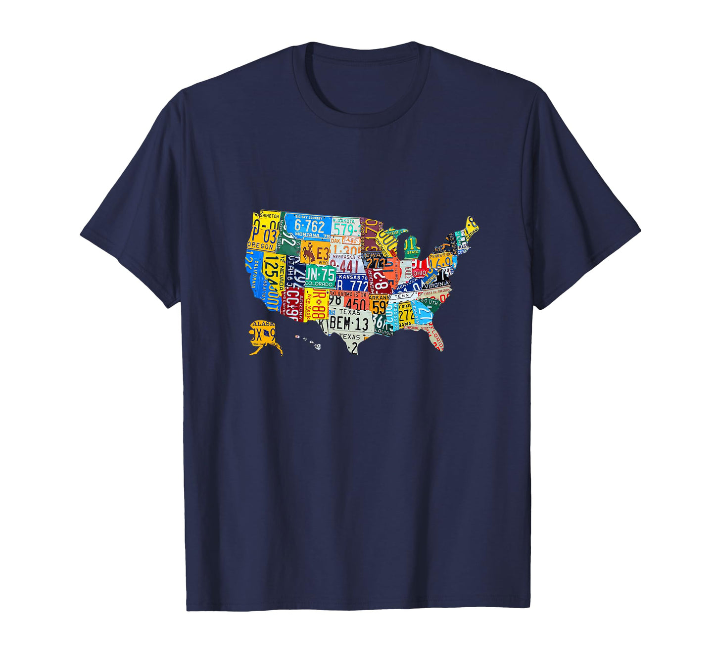 Kids License Plate American Flag US Map Art American Map T-Shirt