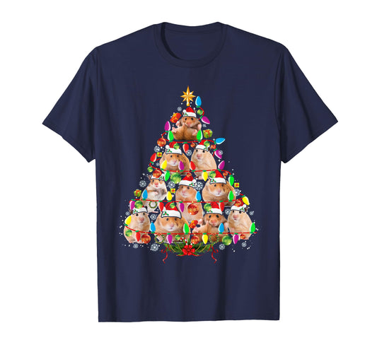 Hamsters Christmas Tree Santa Hamsters Christmas Lights T-Shirt