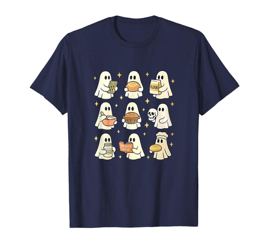 Cute Ghosts Baking Sourdough Bread Halloween Theme T-Shirt