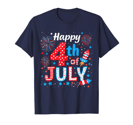 Happy 4th of July Patriotic American Flag USA Men Women Kids T-Shirt