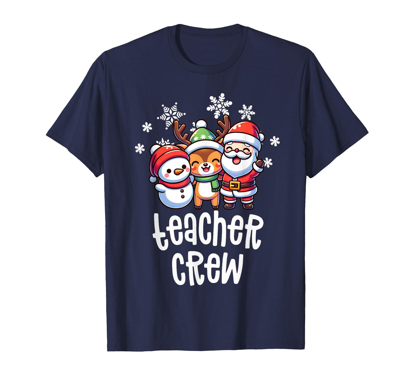 Christmas Teacher Crew Santa Snowman Holiday School Squad T-Shirt