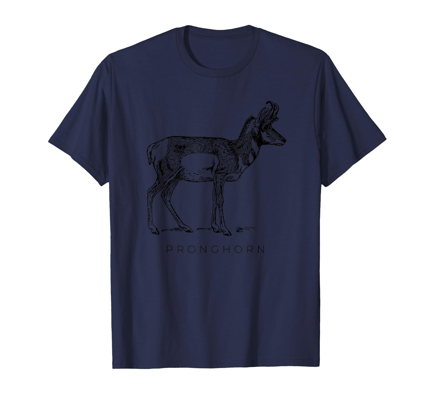 American Antelope Looks Like Art Drawing Pronghorn T-Shirt, Boys, Unisex-Adults, Short Sleeve, Grey, S, Classic Fit, Cotton 90% Polyester 10%