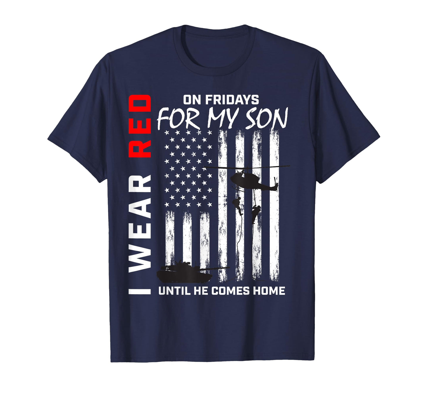 Red Friday Son Military Remember Everyone Deployed USA Flag Women Men T-Shirt