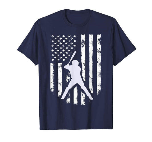 Distressed American Flag Baseball T-Shirt Cool Jersey Gift