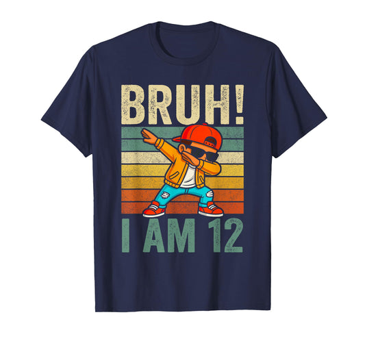 Bruh I'm 12 Birthday Boy Shirt, Dabbing Boy 12th Birthday T-Shirt