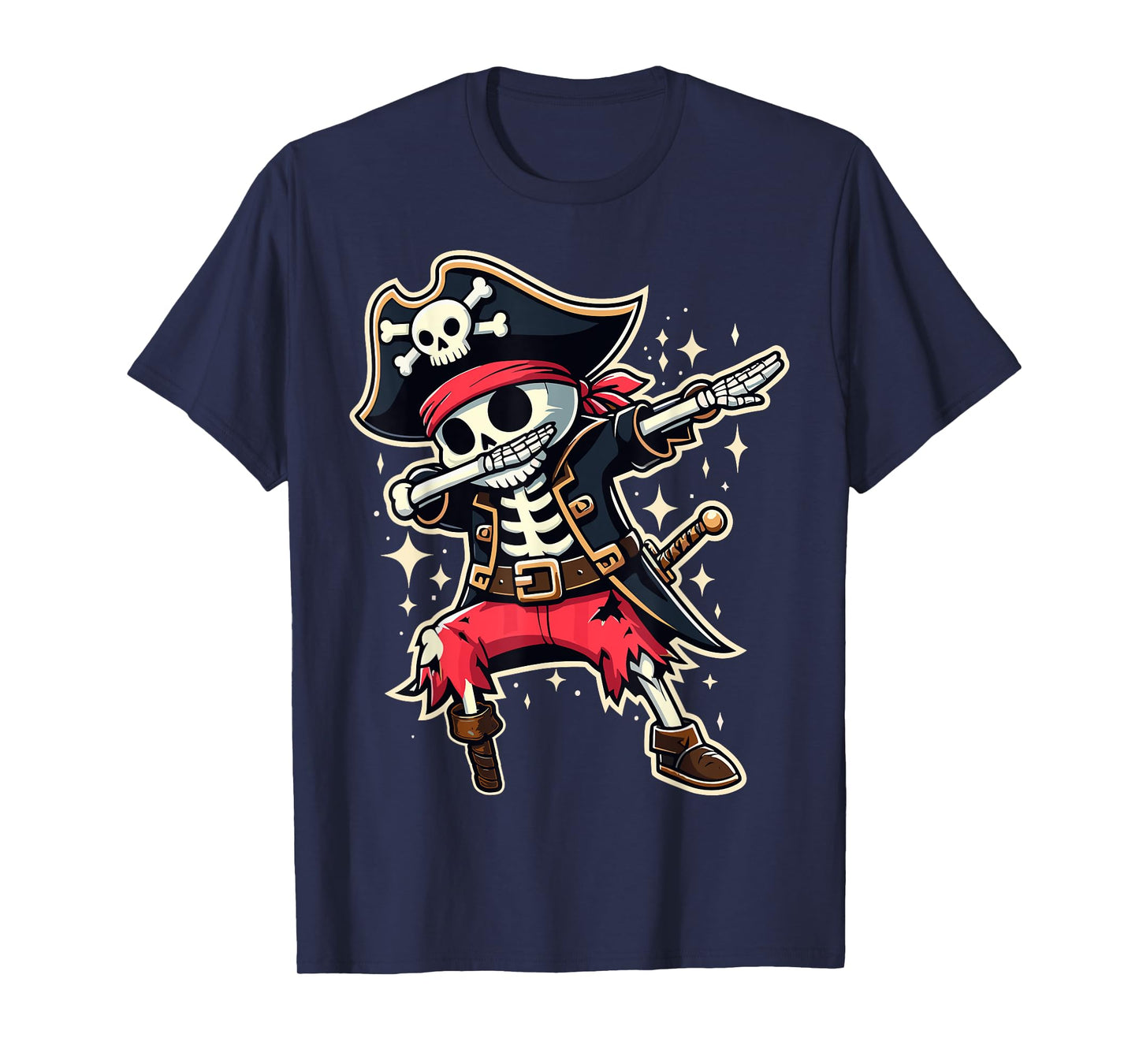 Dabbing Pirate Skeleton Funny Halloween T-Shirt
