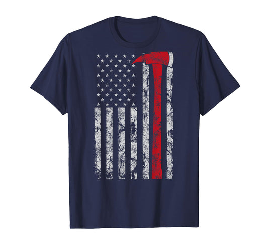 Thin red line Axe American Flag Patriot Firefighter Gift T-Shirt