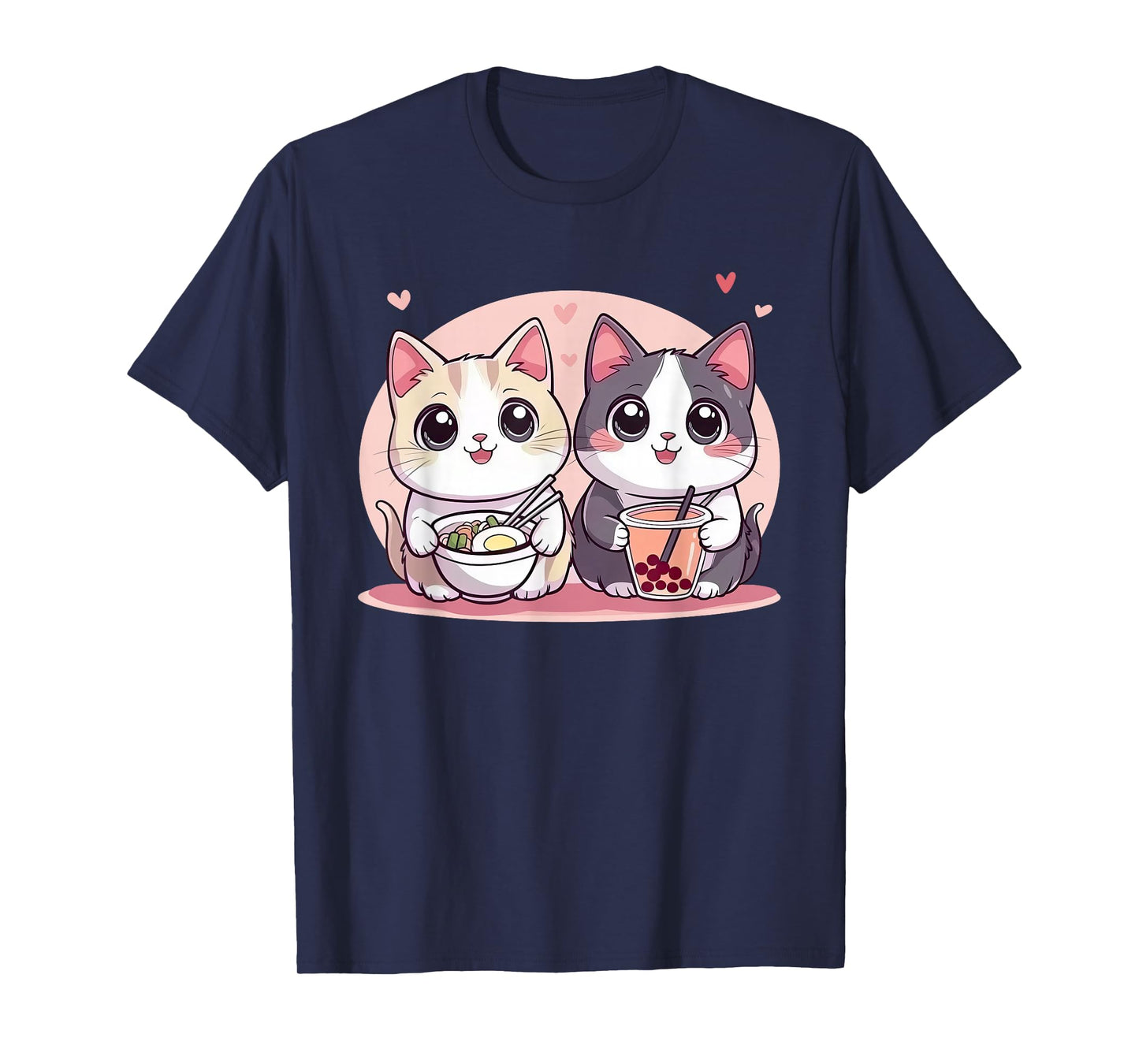 Cool Tees Funny Boba Ramen Cats Kawaii Anime Japan Cute Neko Cat T-Shirt