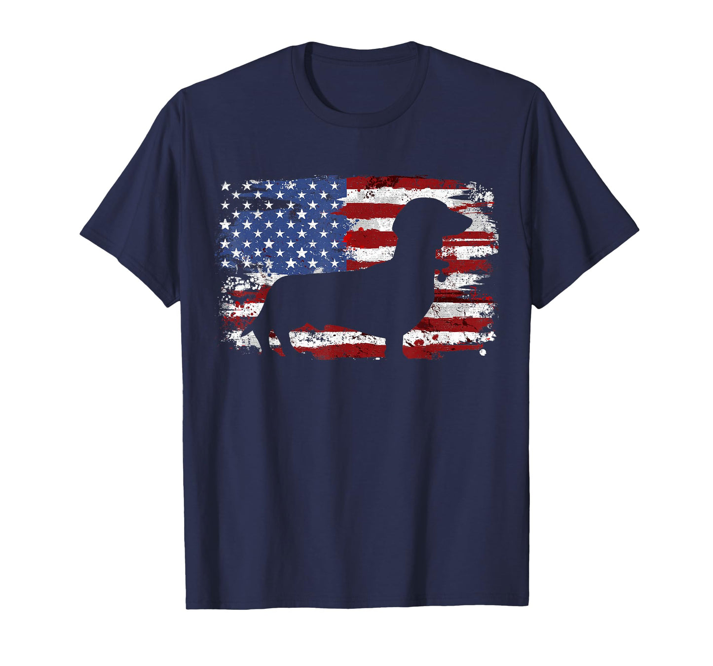Dachshund Weiner Vintage American Flag T-Shirt Small