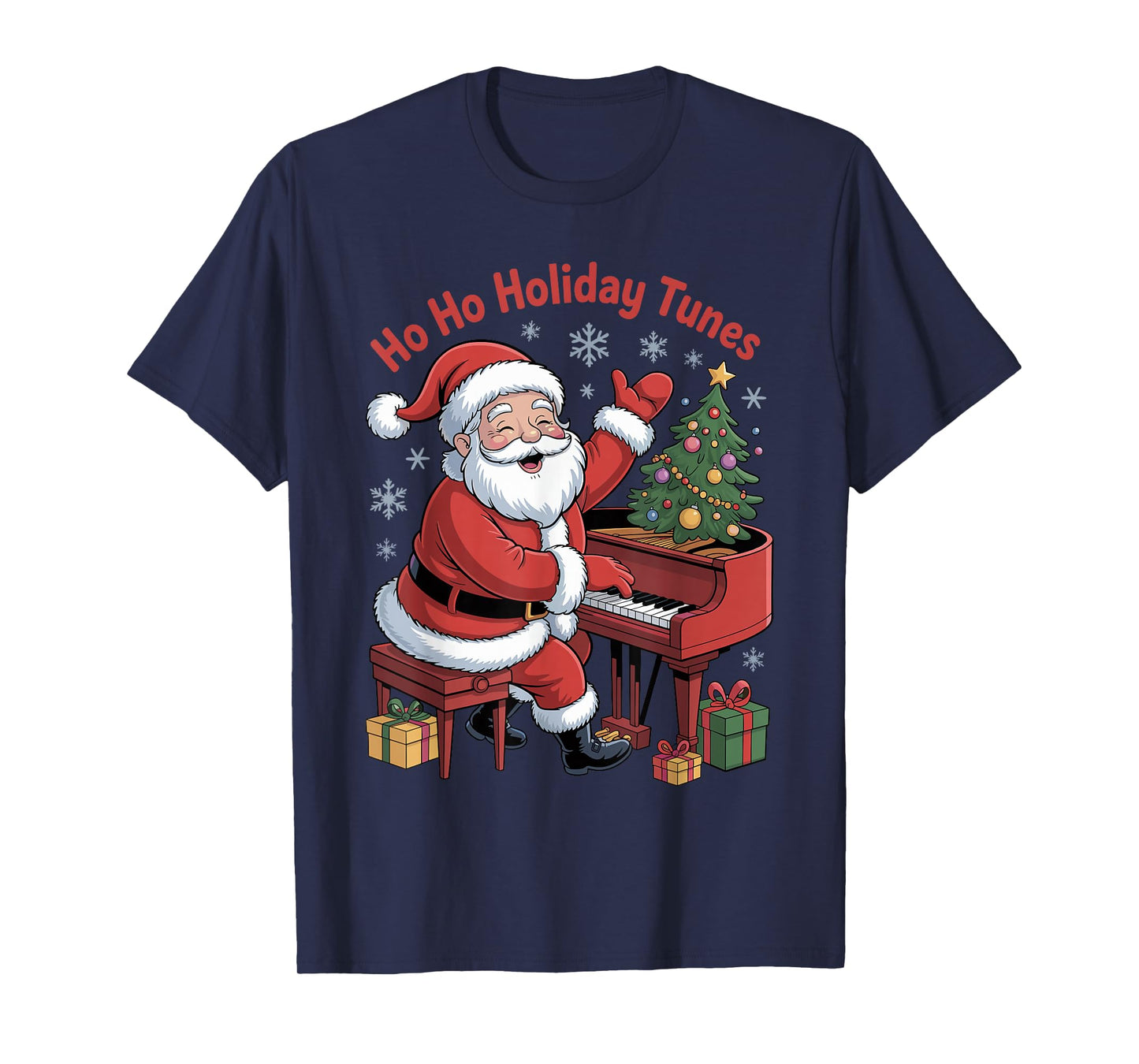 Funny Santa Playing Piano Holiday Chrismas Xmas Pajama T-Shirt