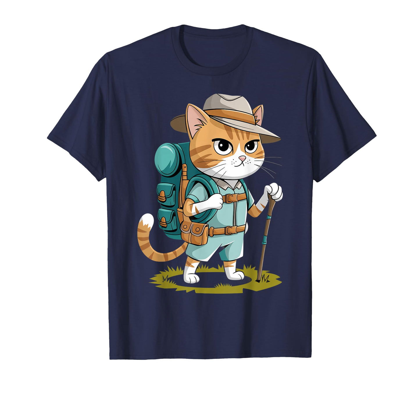 Funny Cat With Hiking Backpack Hiking Cat Adventure Graphic T-Shirt
