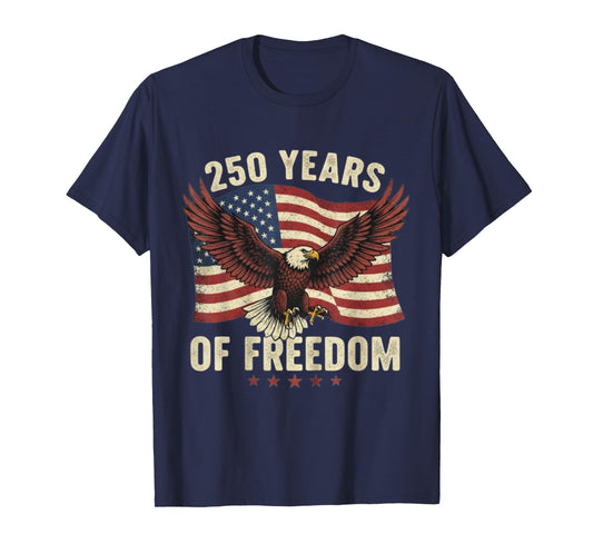Patriotic 250 Years of Freedom Vintage Eagle USA Flag 250th T-Shirt