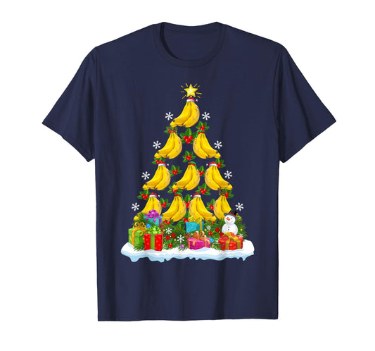 Banana Fruit Xmas Decoration Santa Banana Christmas Tree T-Shirt
