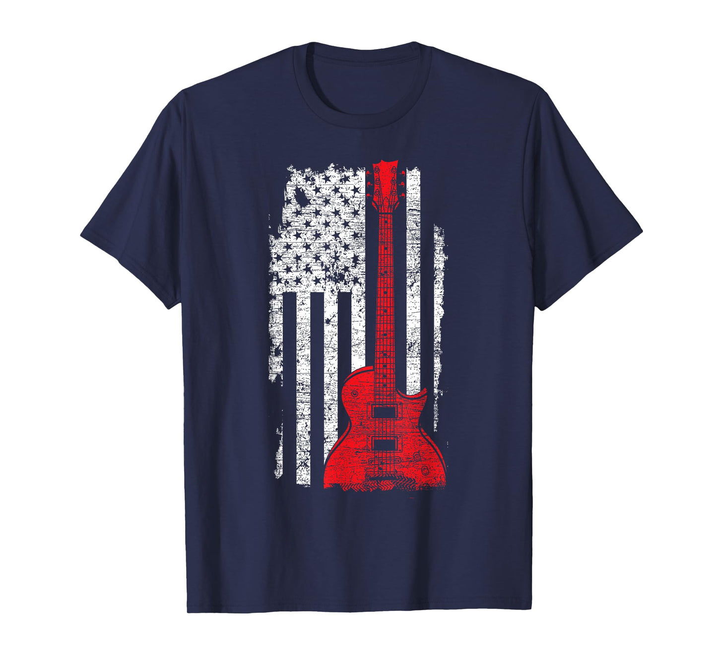 America Guitarist Music USA Flag Guitar T-Shirt