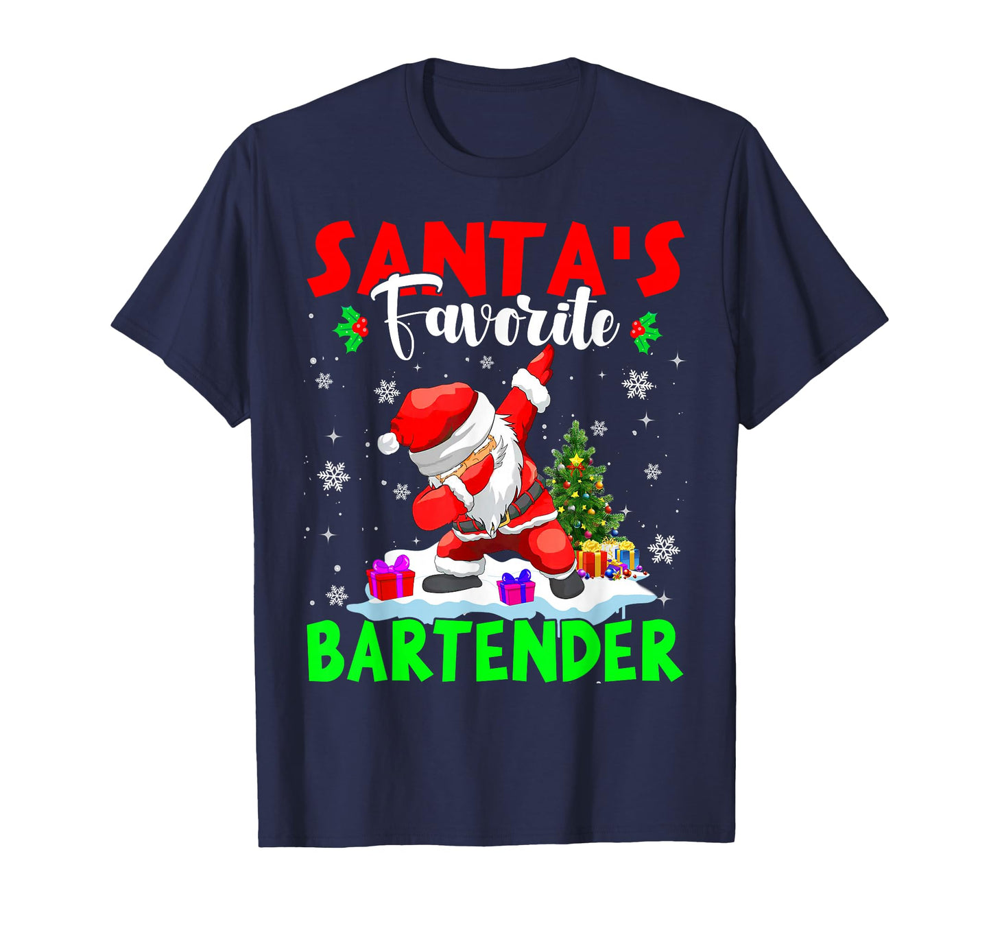 Santa's Favorite Bartender Funny Christmas Bartender Gifts T-Shirt