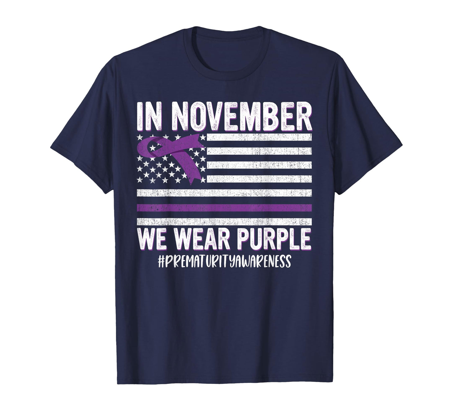 Prematurity Awareness Ribbon USA Flag T-Shirt