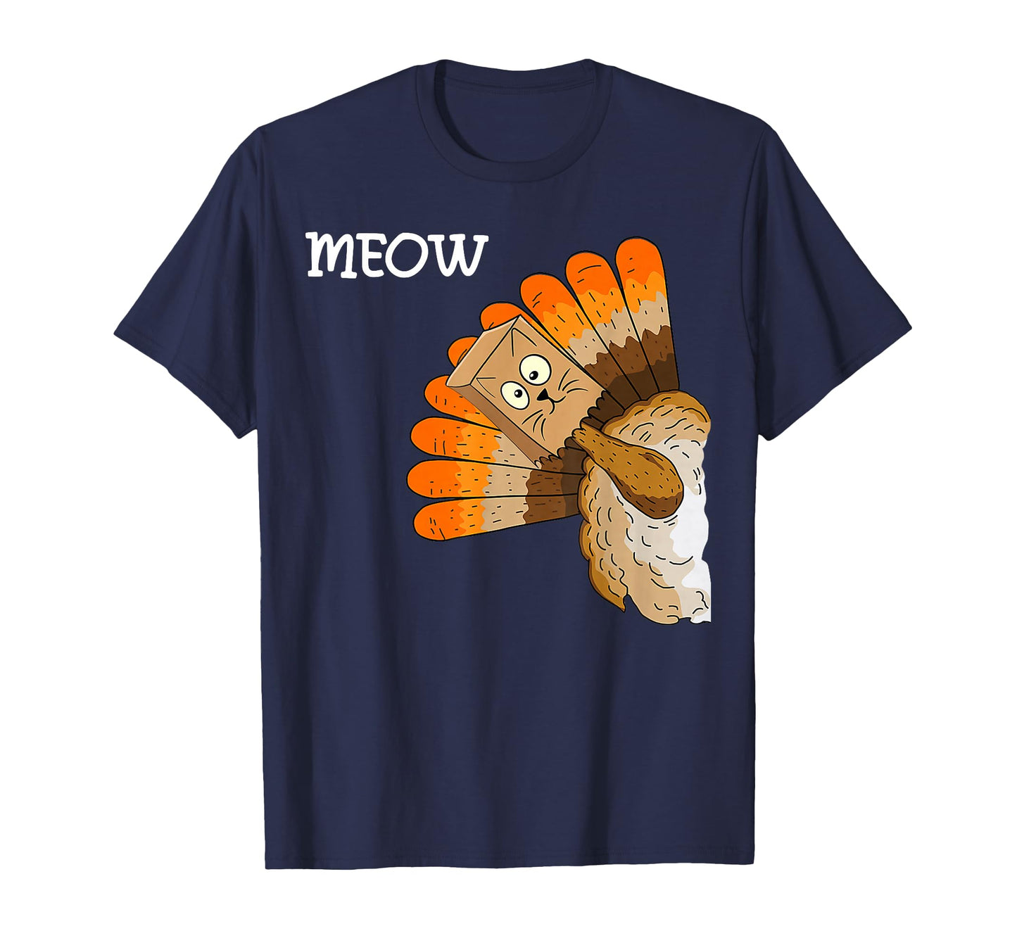 Thanksgiving Turkey Cat Meow Cute Thanksgiving Autumn T-Shirt