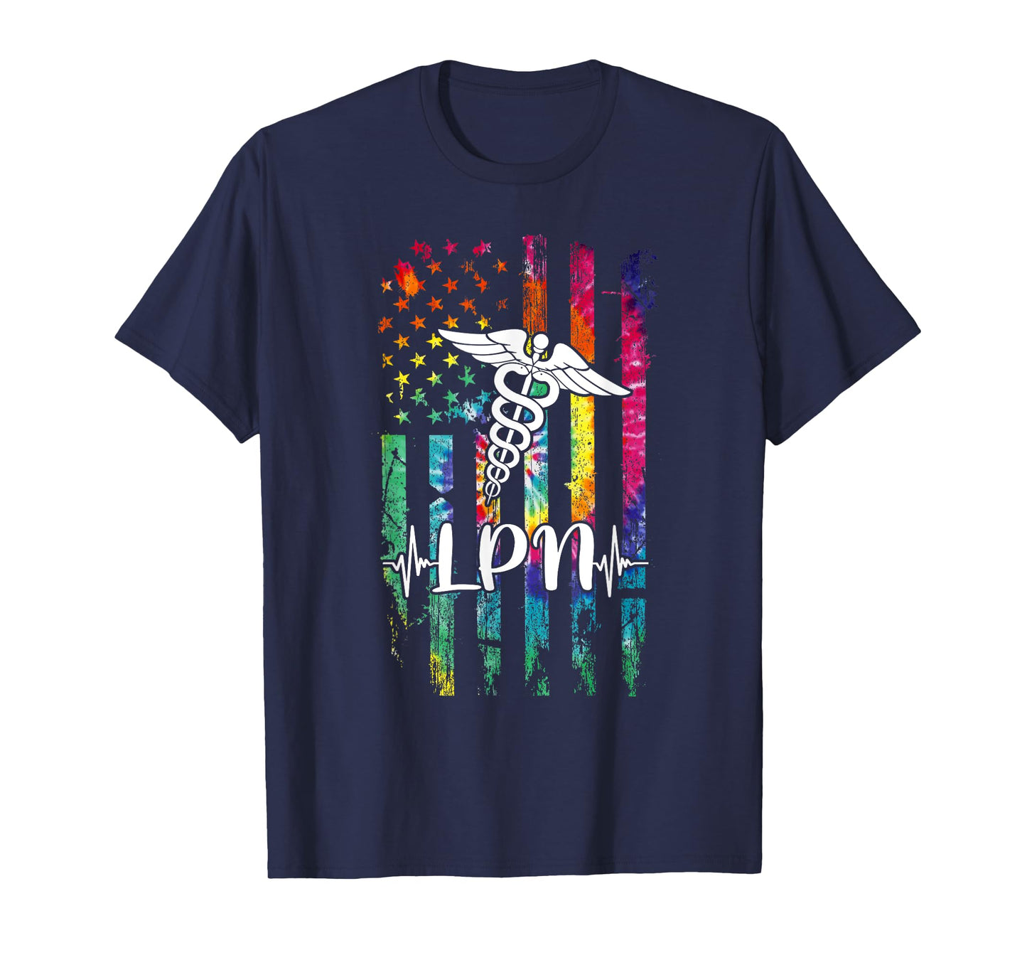 American Flag Tie Dye LPN Costume Nurse Day Nursing Women Men T-Shirt