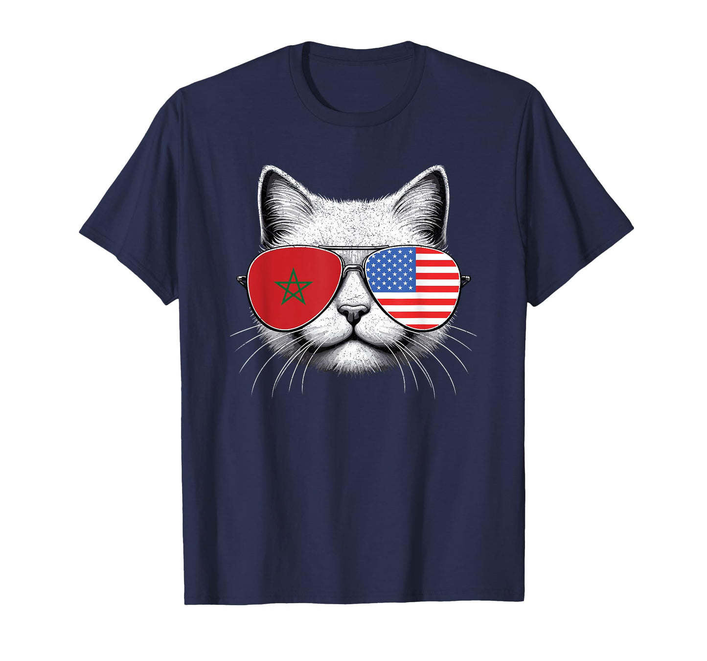 Moroccan American Flag Funny Cat Morocco USA T-Shirt