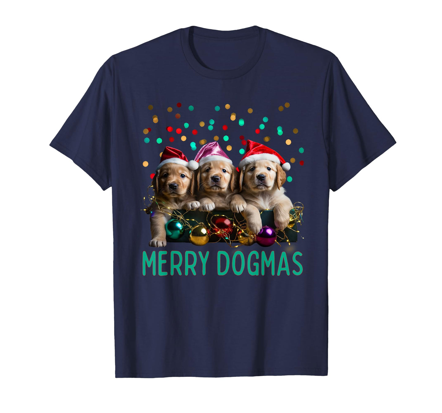 Merry Dogmas Golden Retriever Puppies Christmas T-Shirt