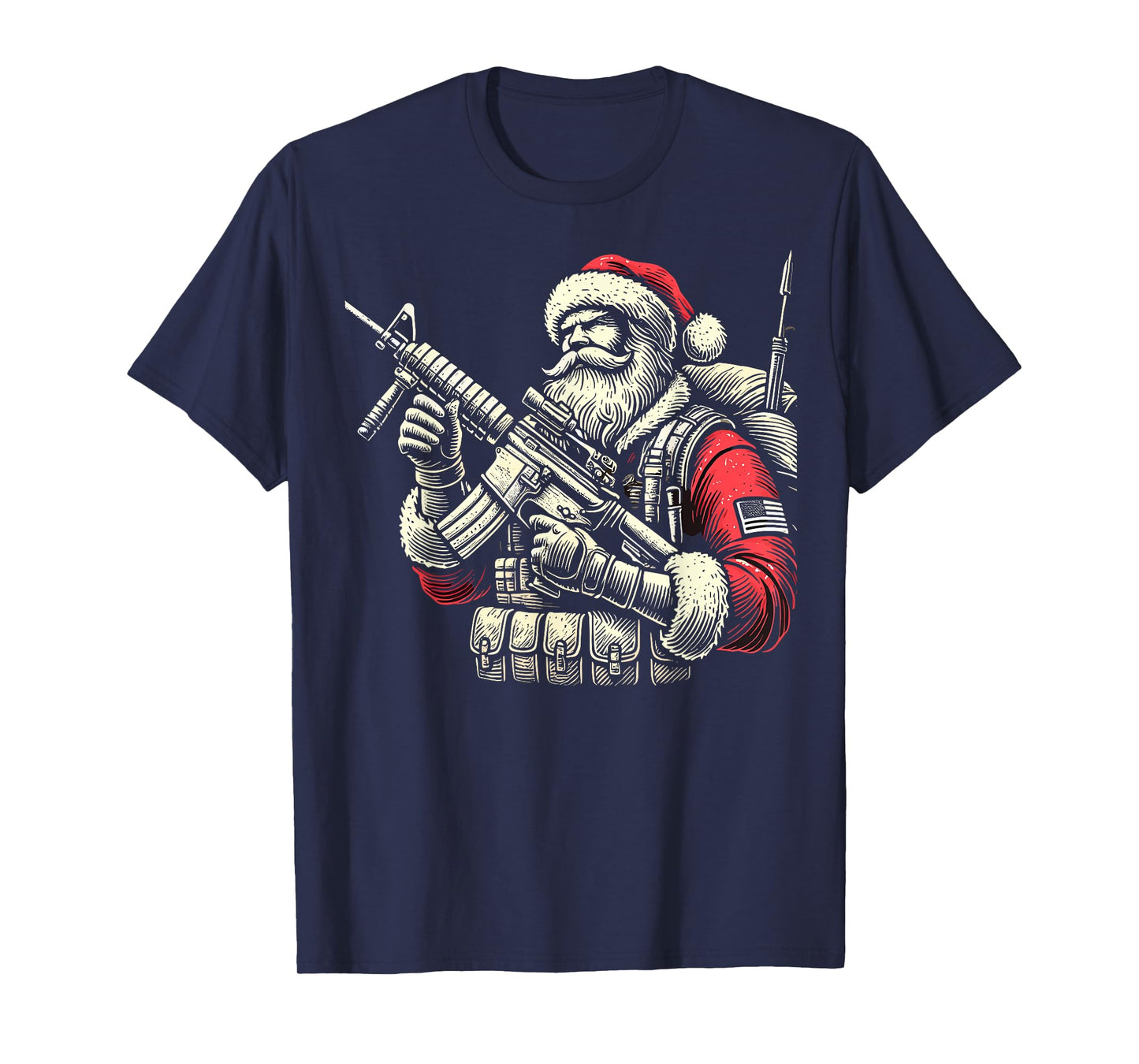 Patriotic Santa Claus Soldier Christmas Military Veteran T-Shirt