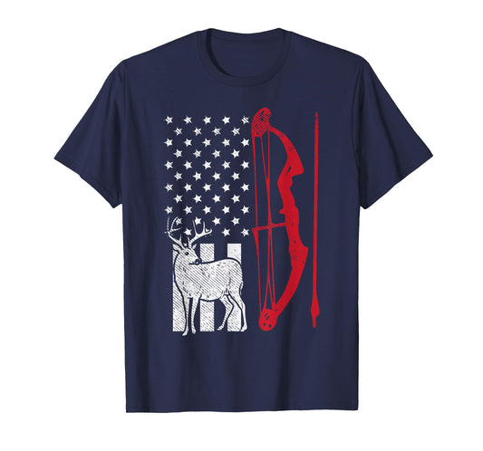 American Deer Flag Bow Hunting Archery Archer Hunter Gift T-Shirt