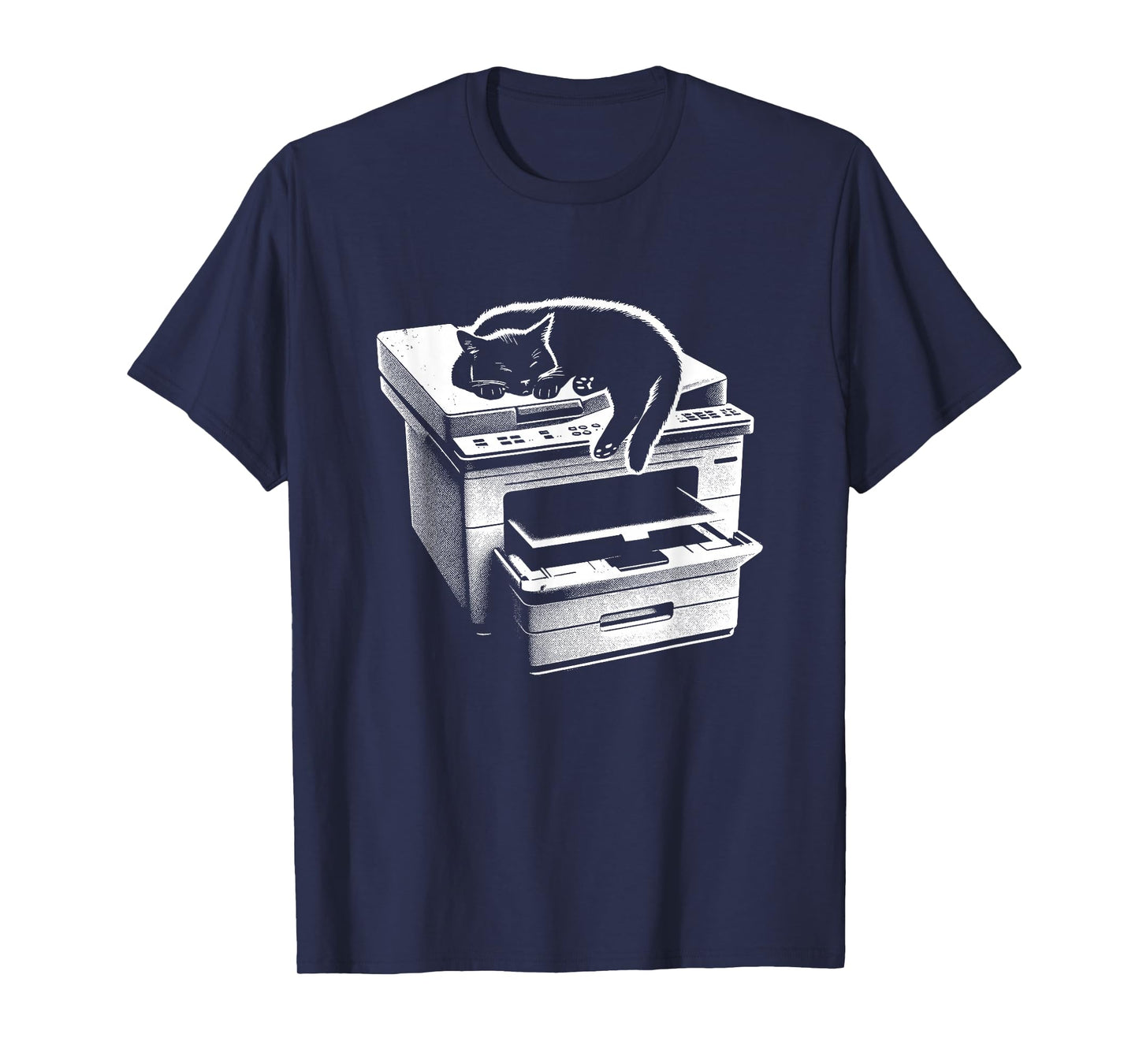 Office Cat Sleeping On Printer - Cute Cat Kitten Lover T-Shirt