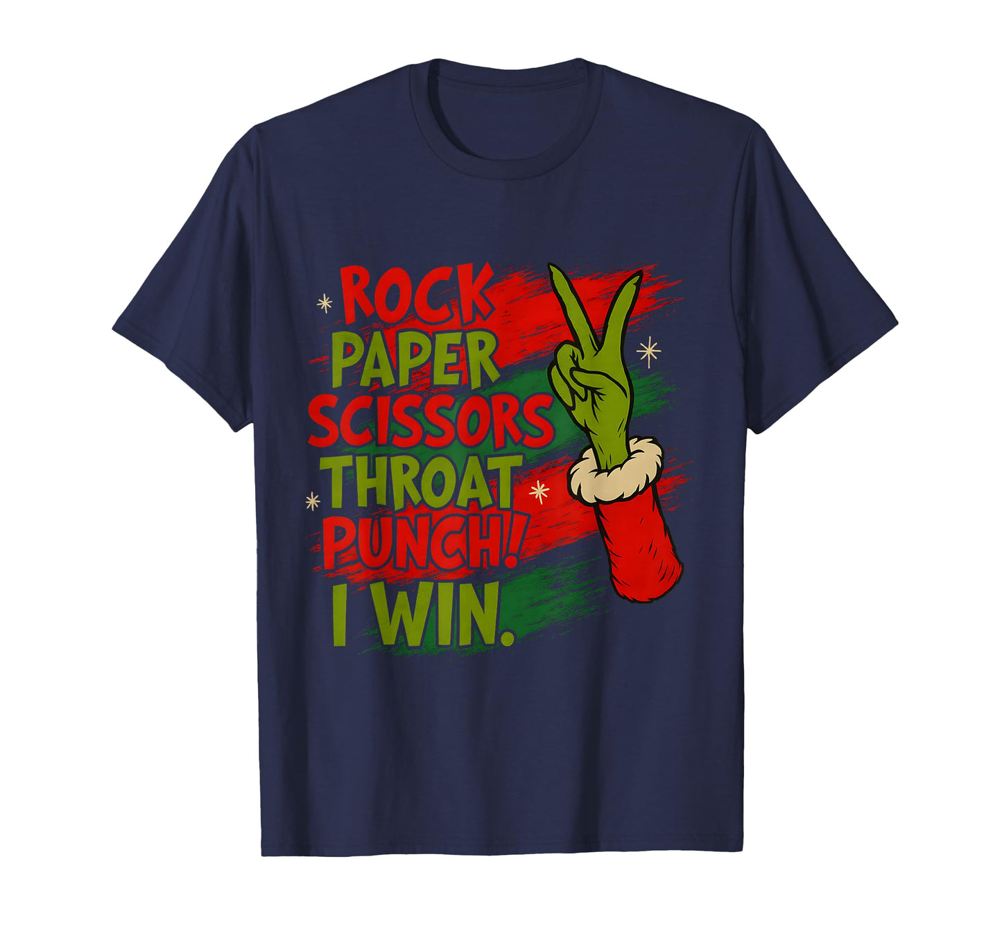 Funny Christmas Rock Paper Scissors Throat Punch T-Shirt
