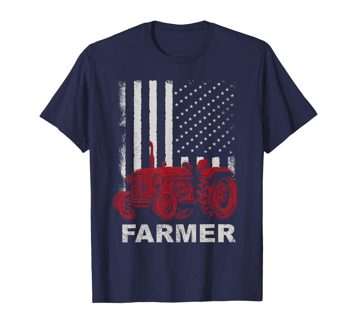 American Flag Farm Tractors Vintage Patriotic Farming Farmer Women Kids Men T-Shirt