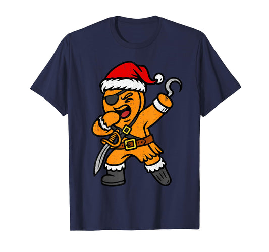 Dabbing Gingerbread Pirate Santa Christmas Dab Teen Boys Kid T-Shirt