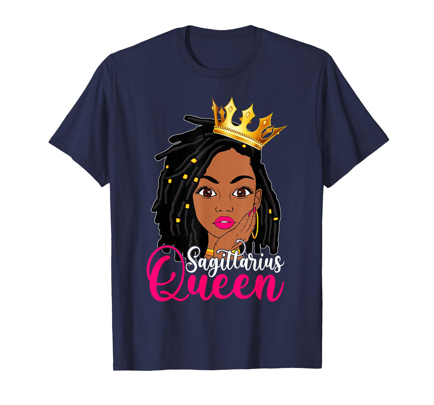 Sagittarius Loc'd Woman Black Queen Birthday Zodiac Sign T-Shirt