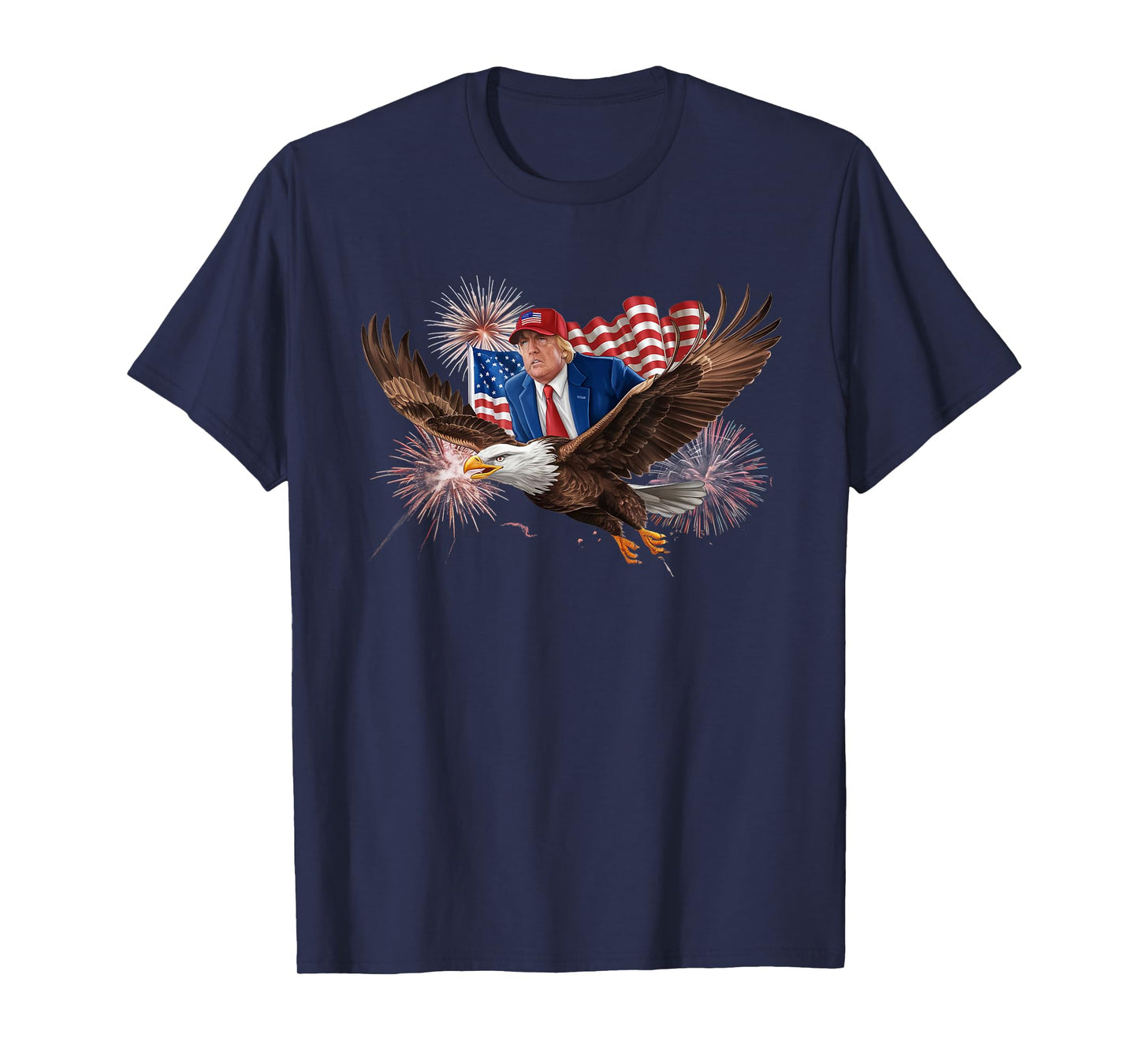 Patriotic Trump Riding Bald Eagle American Pride July 4th T-Shirt